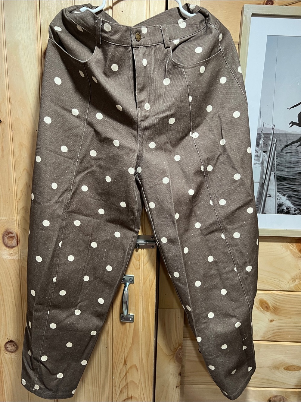 Peach Love California Brown Polka Dot Casual Jeans